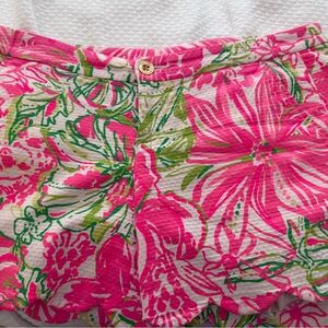 Lilly Floral Pink and Green Button-Up Shorts size 8